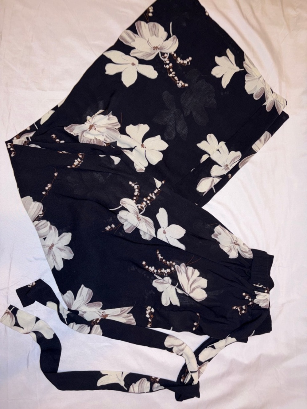 Sheer Black Floral Wide-Leg Cover-Up
